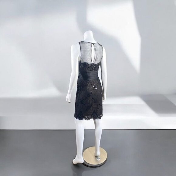 BCBGMAXAZRIA Cocktail Dress Black Sequins, Satin, and Lace, Size 6 - Picture 12 of 15